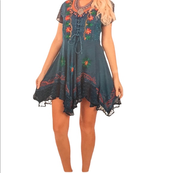 NWT.  S/M Dress/Tunic Sacred Threads.    219367.  GR/GR LG - Picture 1 of 5